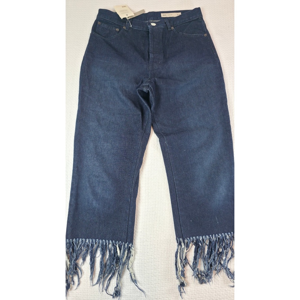 ASOS Denim Jeans Womens 30 Blue Fringe Hem New
